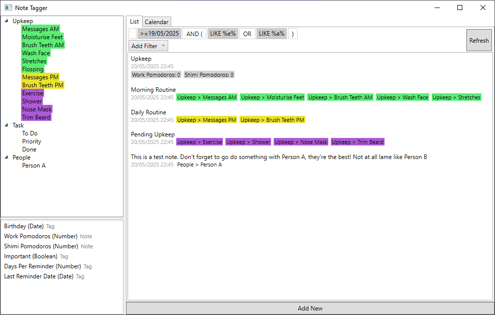 Note Tagger Screen